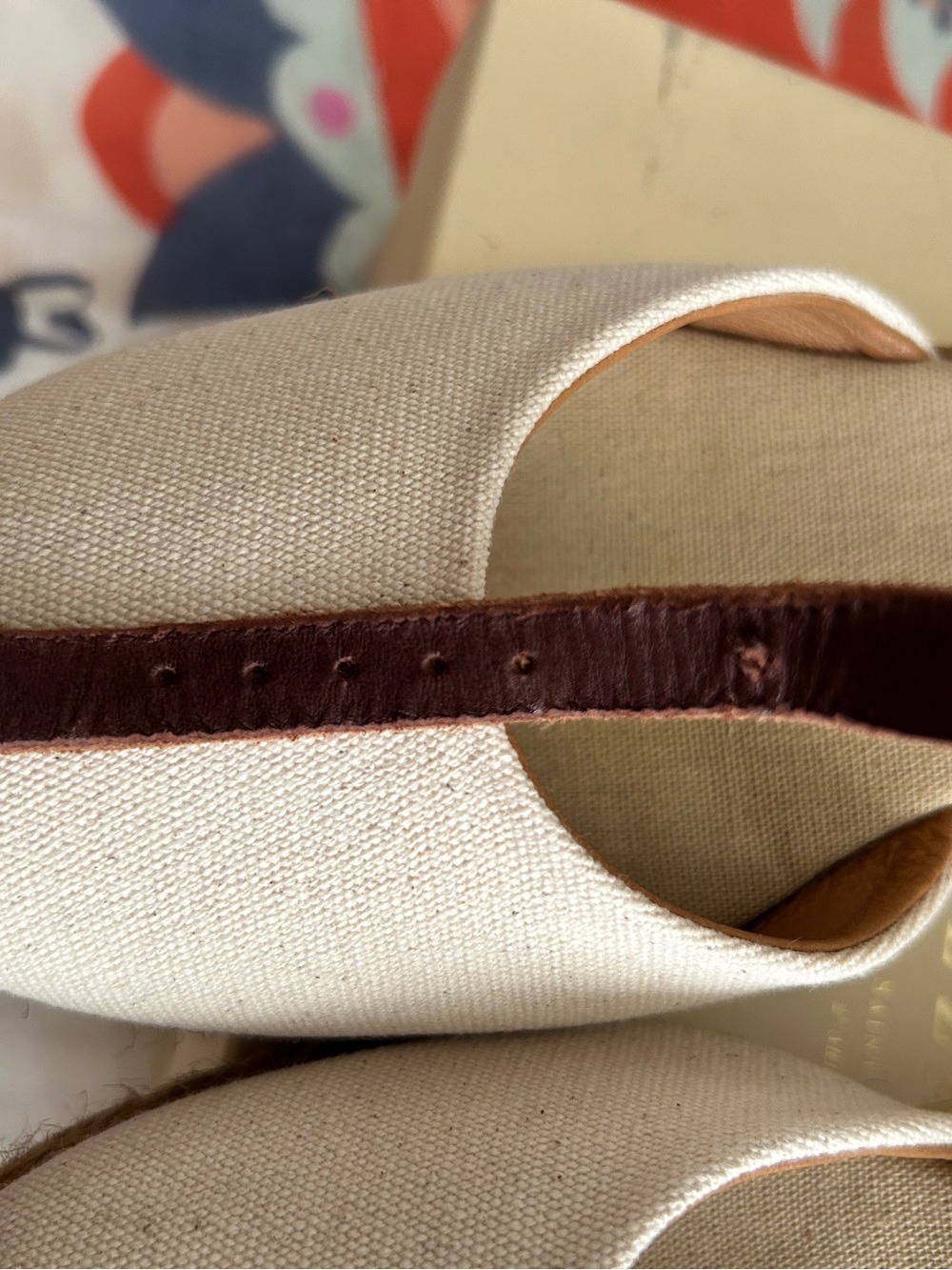 Sezane Canvas Espadrille Wedge Sandals - Cream and Tan - Picture 10 of 13
